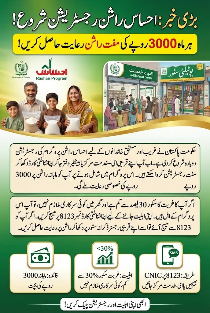 Now Open! Ehsaas Rashan Registration Through E Khidmat Markaz