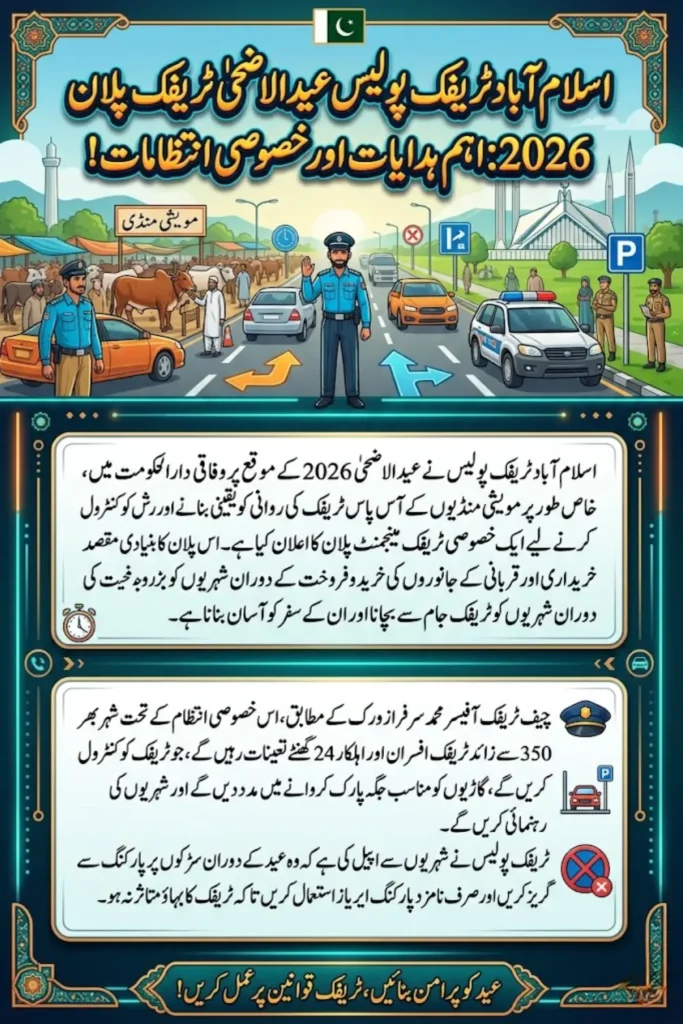 Eid ul Azha Traffic Arrangements Islamabad 2026 with Official Holiday Update