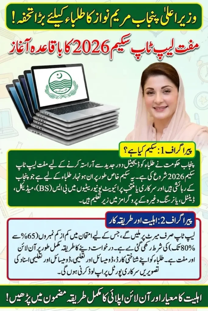 CM Punjab Laptop Scheme Online Registration 2026 Eligibility and Benefits Complete Guide