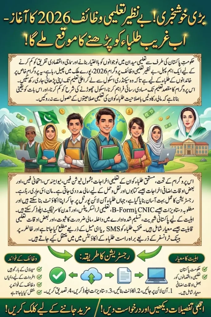 Benazir Taleemi Wazaief 2026 Complete Guide for Eligibility and Application