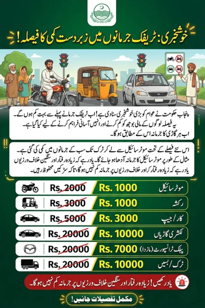 Punjab Traffic Fines Reduced Under New Proposal for Vehicles Across the Province
