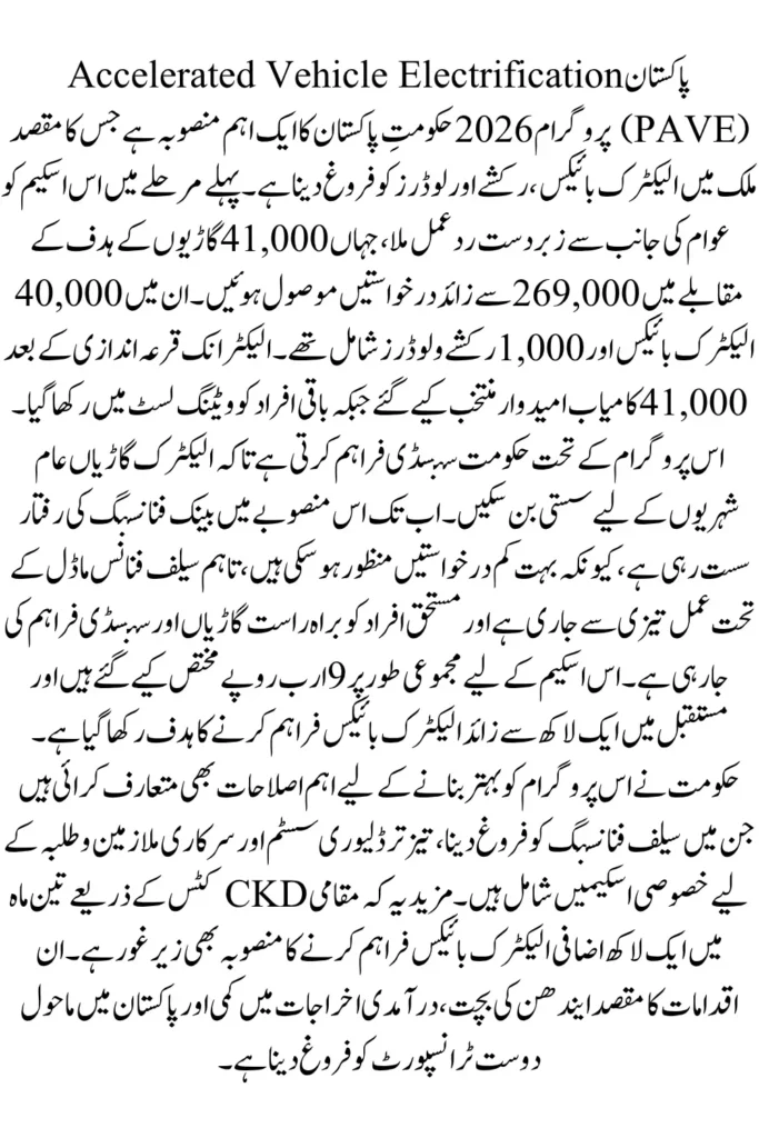Pakistan PAVE Program 2026: Electric Bike Subsidy Scheme Receives Over 269,000 Applications