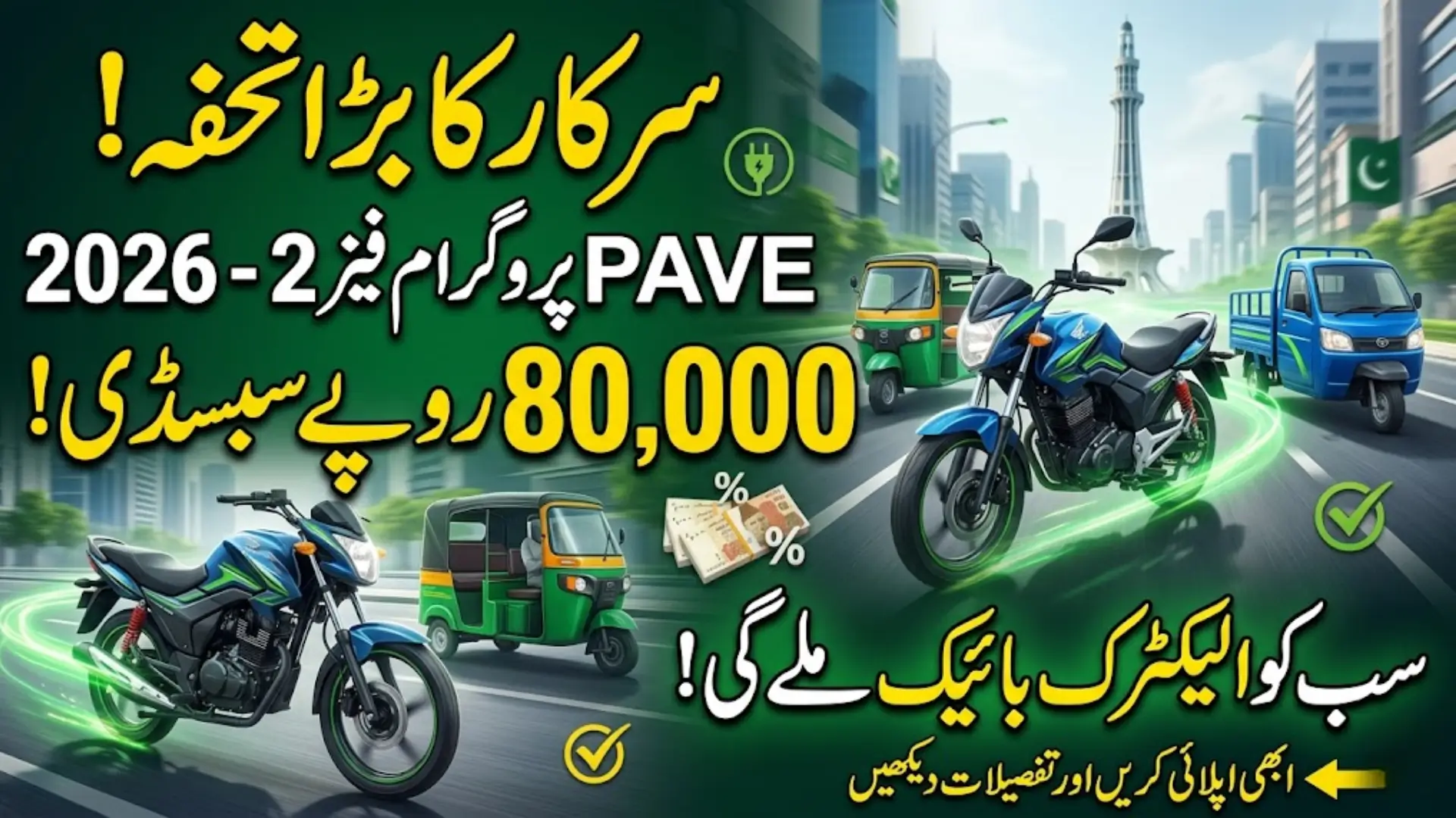 Pakistan PAVE Program Phase 2 2026: Electric Bikes, Rickshaws, Subsidy Details, Eligibility and Full Rollout Plan