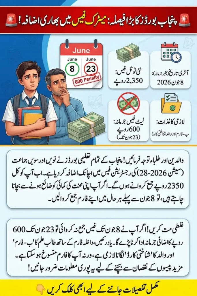 Punjab Matric Registration Fee Increase 2026: Complete Details for Class 9 and 10 Students
