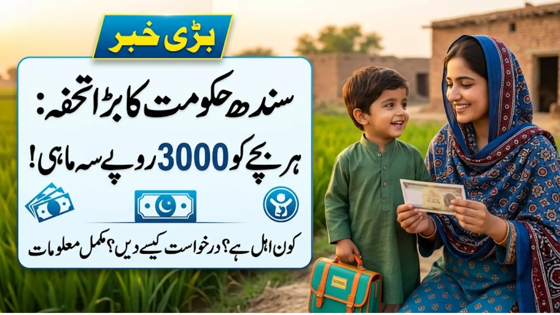Sindh 3000 Quarterly Cash Grant for Children Under Five Under New Social Protection Program