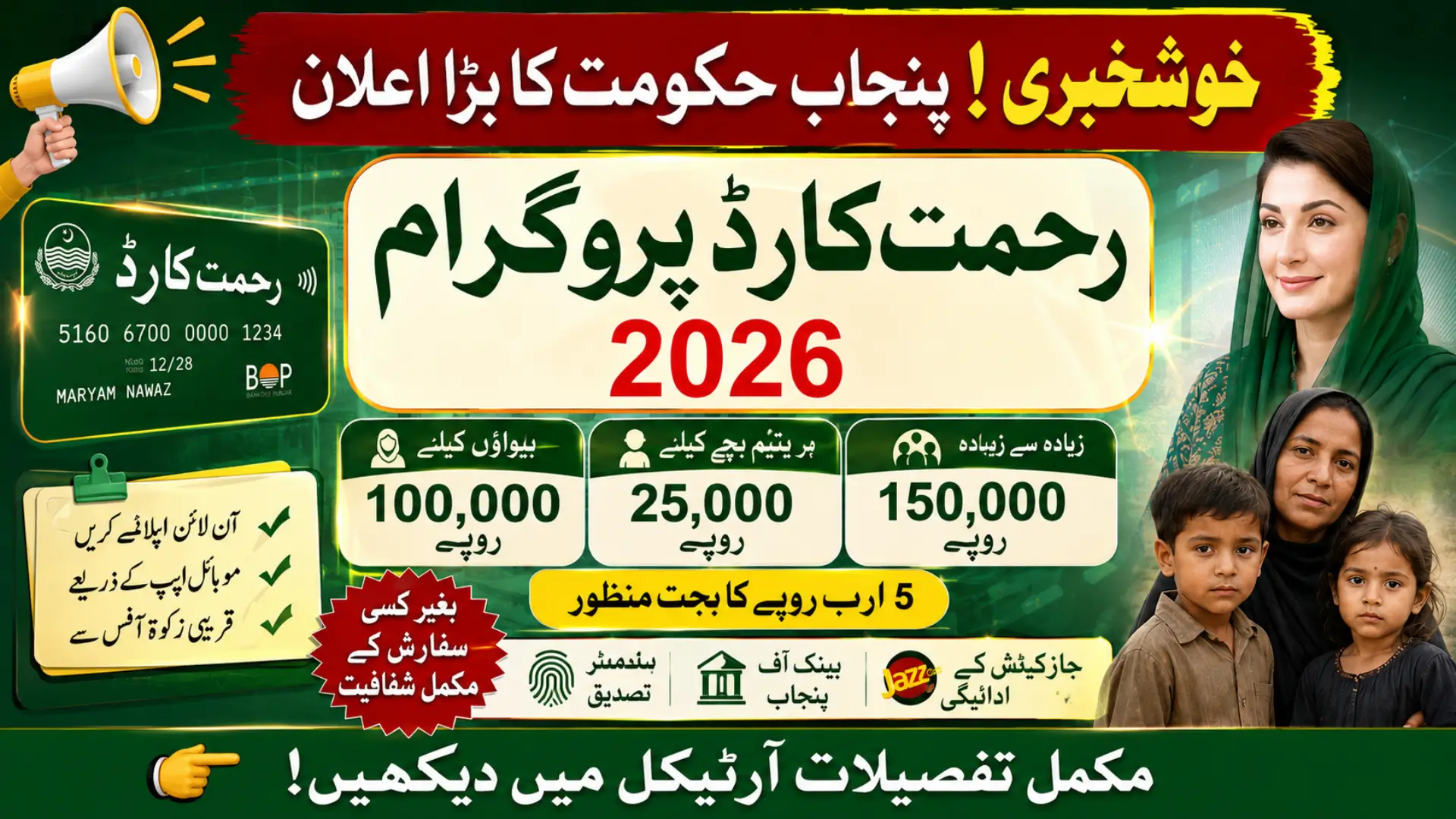Rehmat Card Program 2026: Online Registration, Eligibility, Financial Assistance for Widows & Orphans